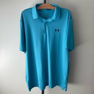 Under Armour The Playoff Polo Golf Shirt Printed Blue Mens Size XL